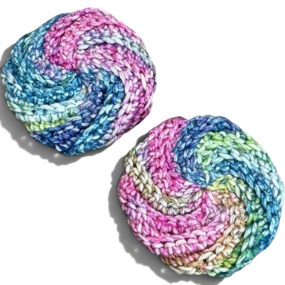 Handcrafted Crochet Spiral Tawashi Bath Scrubbies Set Cotton Yarn Handmade